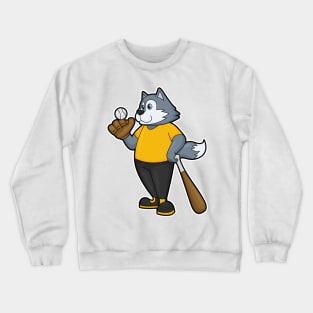 Wolf at Baseball with Baseball bat Crewneck Sweatshirt